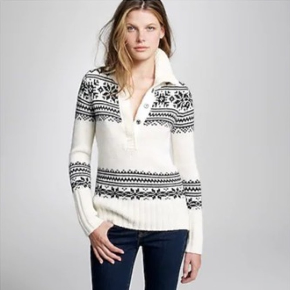 J. Crew Black and White Patterned Sweater